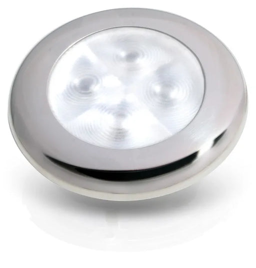 Hella Marine White LED Courtesy Lamp with Polished Stainless Steel Rim.